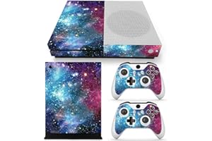 TAIFOND Whole Body Protective Vinyl Skin Decal Cover for Microsoft Xbox One Slim Console, Blue Night Sky Xbox One S Skins Wrap Sticker with Two Free Wireless Controller Decals