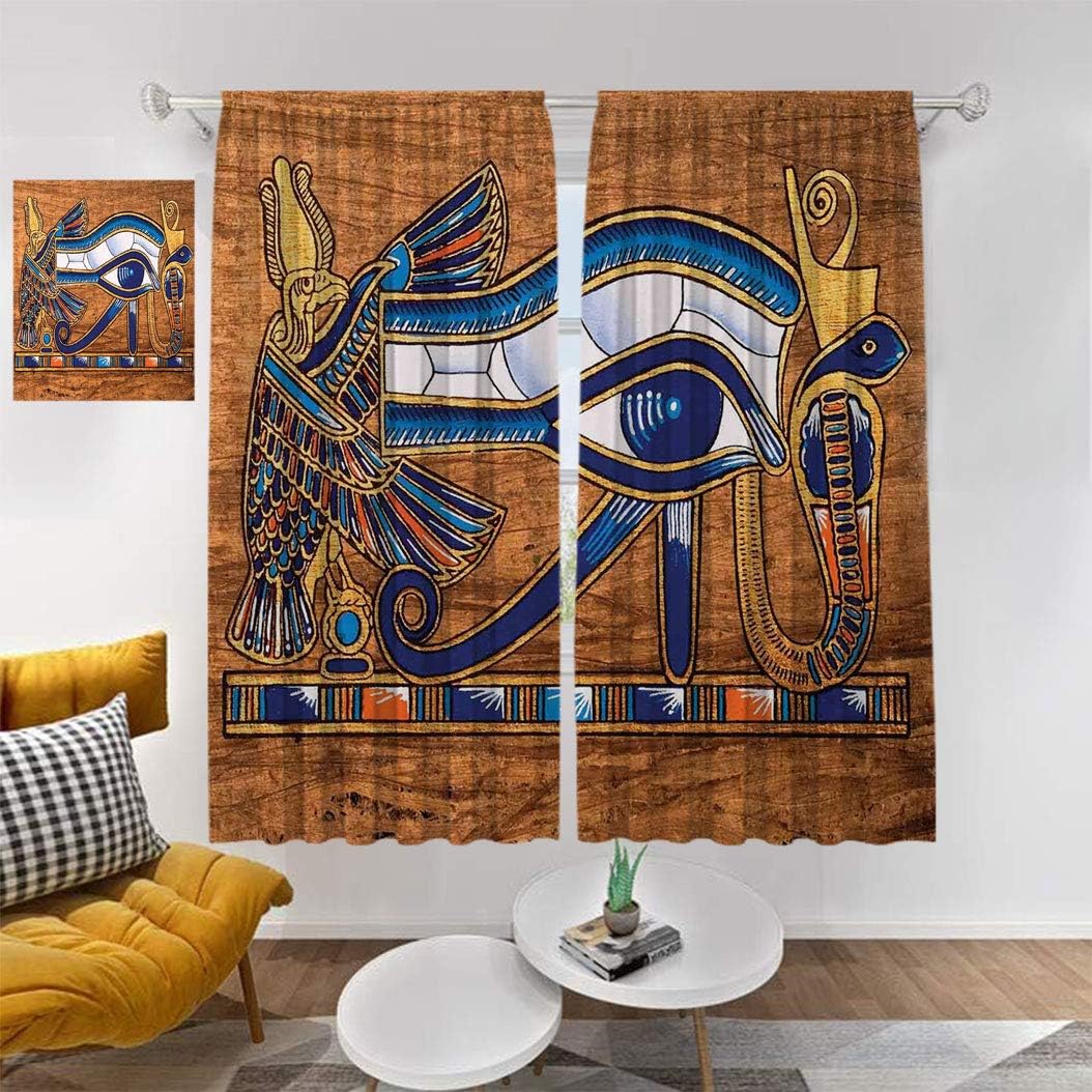 Egyptian Thermal Insulated Curtain, Egyptian Ancient Art Papyrus Depicting Eye Mosaic Style