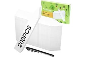 Plant Labels 200 Pcs Yuanling for Seeding Plastic Waterproof Plant Name Tags Garden Labels Marker Garden Pots Stakes for Outdoor Potted Plants Belt Permanent Marking Pen (White)