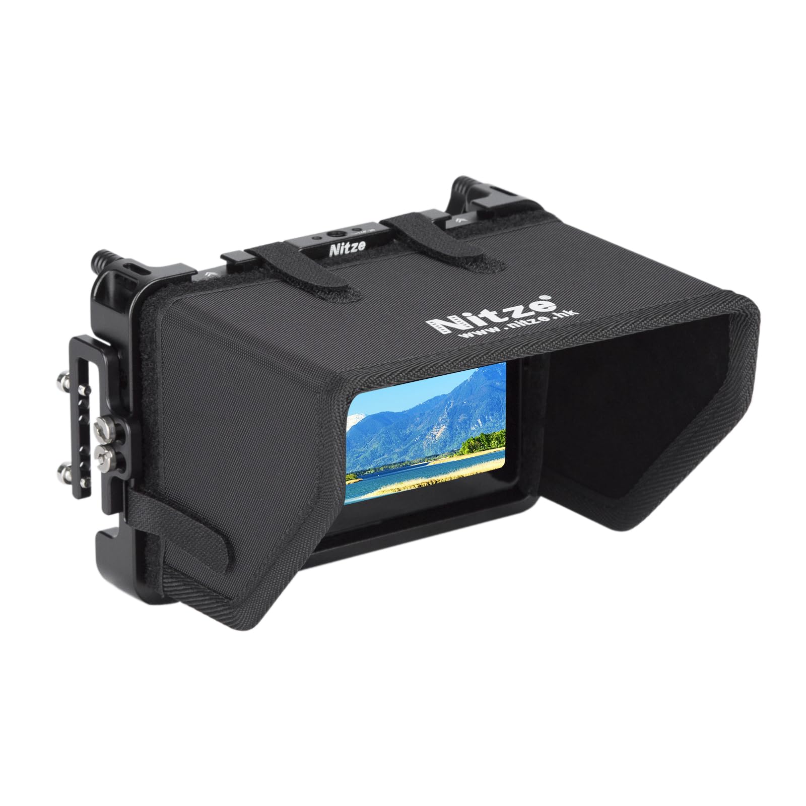 Nitze Cage for PortKeys LH5P / LH5P II 5.5" Monitor with Sunhood and HDMI Cable Clamp - JT-I01B