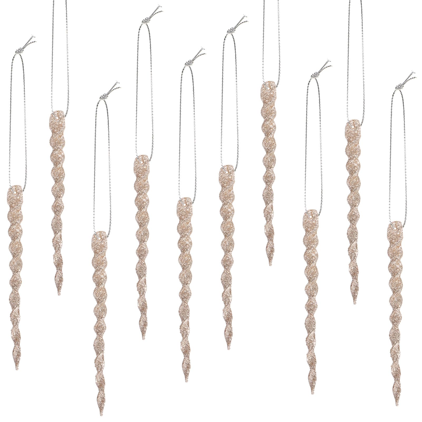 Boao 30 Pieces Plastic Icicle Twisted Plastic Icicle Christmas Ornaments Icicle Decoration Christmas Tree and Holiday Xmas Party Wedding Hanging (Champagne Gold,5.12 Inch)