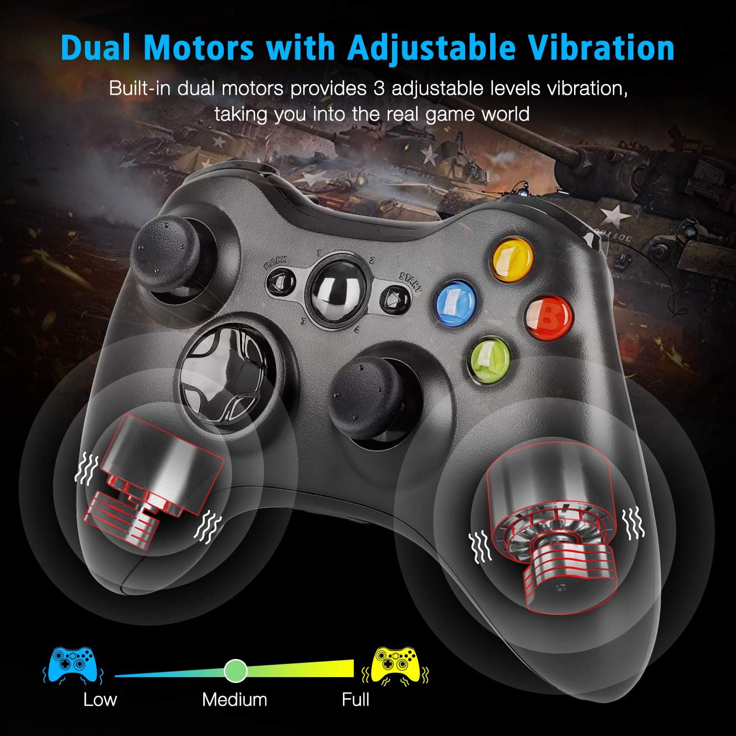 Wireless Controller for Xbox 360, Oussirro 2.4GHZ Remote Joystick Gamepad for PC Windows 7,8,10 with Receiver Adapter, No Audio Jack, Black: Electronics
