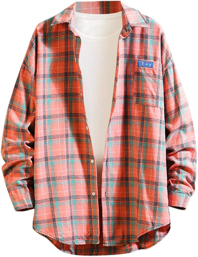Download MoonHome Mens Casual Long Sleeve Plaid Flannel Shirt ...