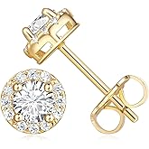 DZCYAN 14K Gold Earrings for Women Gold Studs Earrings for Women Small Stud Earring for Womens Classic Cubic Zirconia Studs Earring for Womens 6.5/7.5/8.5mm