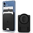 Spigen Magnetic Wallet Card Holder (MagFit) Designed for Galaxy S25, Plus, Ultra, Edge & S24 Series Magnetic Case Only and iPhone 16/15/14/13/12 Models, Holds up to 3 Cards - Fabric Black (MagFit)