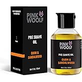 Pink Woolf Pre-Shave Oil for Men | Oudh & Sandalwood Scent | Softens Skin and Prepares for Smooth, Razor Burn-Free Shave | Suitable for All Skin Types | 2 Fl Oz Natural Shaving Oil | Pack of 1
