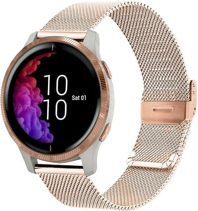 YOOSIDE 20mm Mesh Stainless Steel Watch Strap for Garmin Venu/Vivomove/Fitness