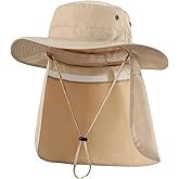 Home Prefer UPF50 Mens Sun Hat with Neck Flap Quick Dry UV Protection Cap Womens Wide Brim Fishing Hat Neck Flap Beach Garden