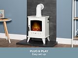 Adam Aviemore Pure White Enamel Corded Electric Stove Heater LED Log Flame view 6
