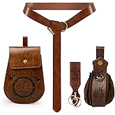 Viking Embossed Belt Pouch Medieval Bag Coin Purse Renaissance Costume Accessories SkirtHikes Drawstring Waist Bag Portable Leather for LARP Ren Faire