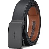 VANNANBA Ratchet Belt for Men Click Belts Microfiber Leather Alloy Buckle for Dress Casual Jeans Cut For Fit with Gift Box