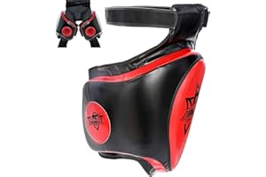 ZHONGLE Groin & Thigh Guard Set for Muay Thai/MMA - 10cm Shock Absorption Pads | Adjustable Straps & Multi-Layer Protection (
