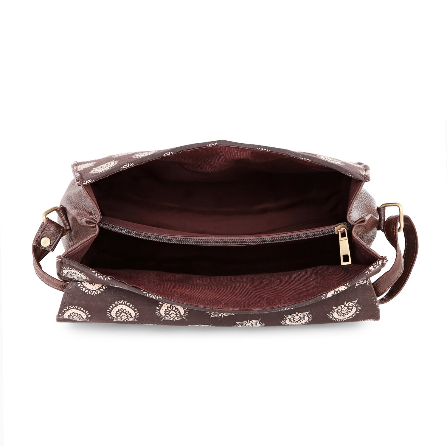 vivinkaa ethnic brown block print satchel