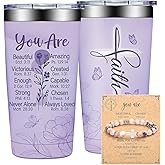 Grifarny Christian Gifts for Women Faith - Religious, Spiritual, Catholic, Bible, Jesus Gifts for Women - Christian Mothers Day Gift - Purple Christians Baptism Tumbler 20 oz