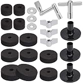 Facmogu 23PCS Cymbal Replacement Accessories, Cymbal Sleeves Accessory Set | Drum Cymbals Stand Felts, Drum Felt Pads Include Clutch Felts, Wing Nuts, Washers, Key | Replacement for Drum Set | Black