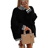 PRETTYGARDEN Women's 2026 Fall Oversized Pullover Sweaters Long Sleeve Mock Neck Chunky Knit Jumper Tops Winter Clothing