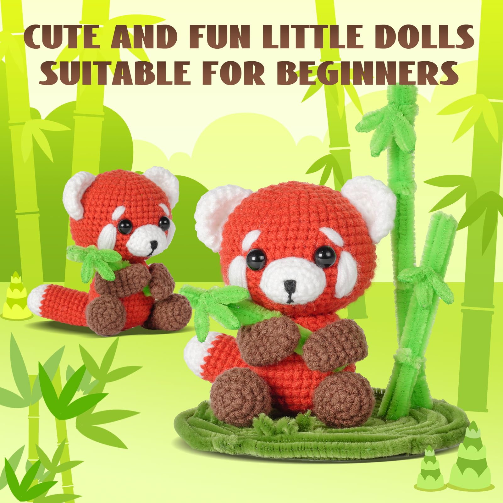 Gipony Crochet Kit for Beginners, Crochet Animal Kits, Crocheting Kit for Starters, Learn to Crochet with Step-by-Step Video Tutorials, Beginner Crochet Kit for Adults(Panda)