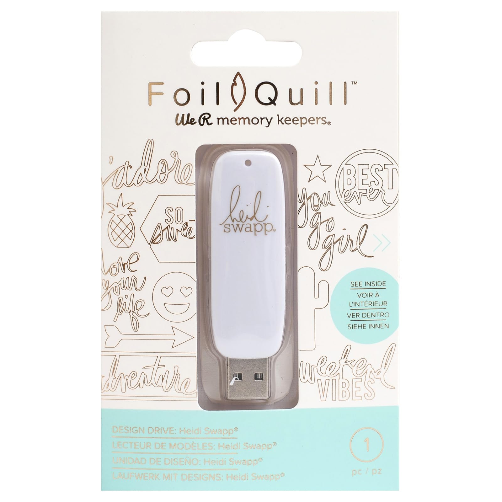 We R Memory Keepers We Foil Quill USB Art Design Drive, Heidi Swapp, with 200 Phrases and Images, White, One size
