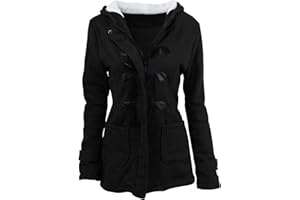 LUWITA Womens Winter Coats Warm Sherpa Lined Parkas Jacket Horn Buttons Jacket Long Sleeve Pea Coat Plus Size Puffer Down