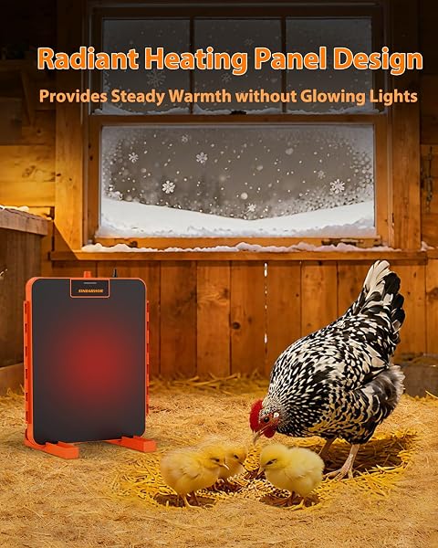 CHICK BROODER BOX HEAT PLATE,CHICKEN COOP HEATER WITH TEMPERATURE SENSOR – HEATING PANEL FOR BABY CHICKS – CHICKENS WARMER FOR WINTER – RADIANT HEATERS BROODING FOR OUTDOOR POULTRY (ORANGE)