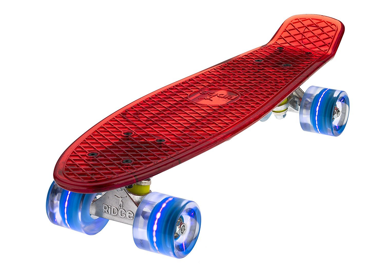 Ridge Skateboards Complete Blaze 22" Mini Cruiser Skateboard w LED wheels and transparent deck