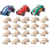 Zhanmai 24 Pieces Wood DIY Car Toys Unfinished Wooden Cars Unfinished DIY Crafts for Students Home Activities Easy Woodworking and Family Time Set