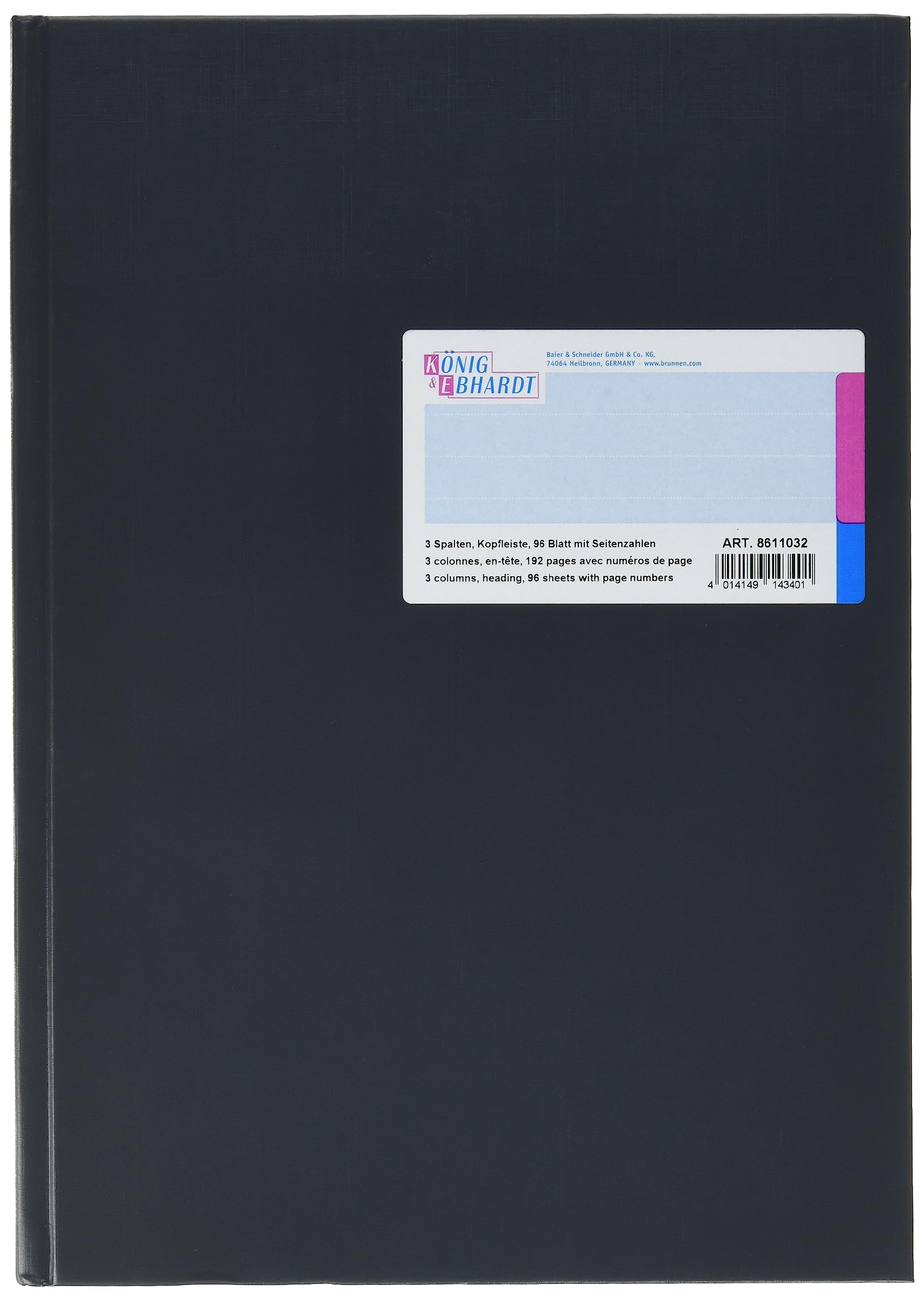 Konig & Ebhardt 8611032-7103P96KL Gridded Paper Hardcover A4 Blue 3 Columns Contains 96 Sheets