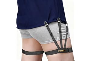 FOVKO Shirt Stays for Men, Upgraded Adjustable Soft and Smooth Elastic Garter with Non Slip Clips, Perfect Shirts Holder for Military Police or Professional Black