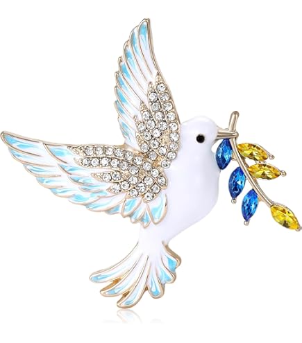 Ukrainian Wreath Brooch - Blue & Yellow Rhinestone Wheat Ear Pin | Dress & Suit Accessory