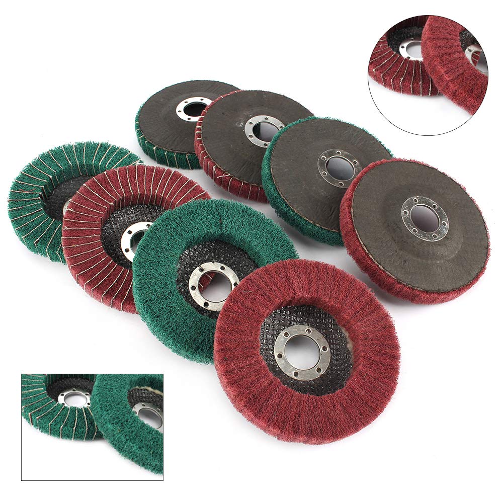 8Pcs 4.5'' x 7/8'' Nylon Fiber Flap Wheel Abrasive Disc Polishing Grinding Buffing Wheel Scouring Pad for 115mm Angle Grinder