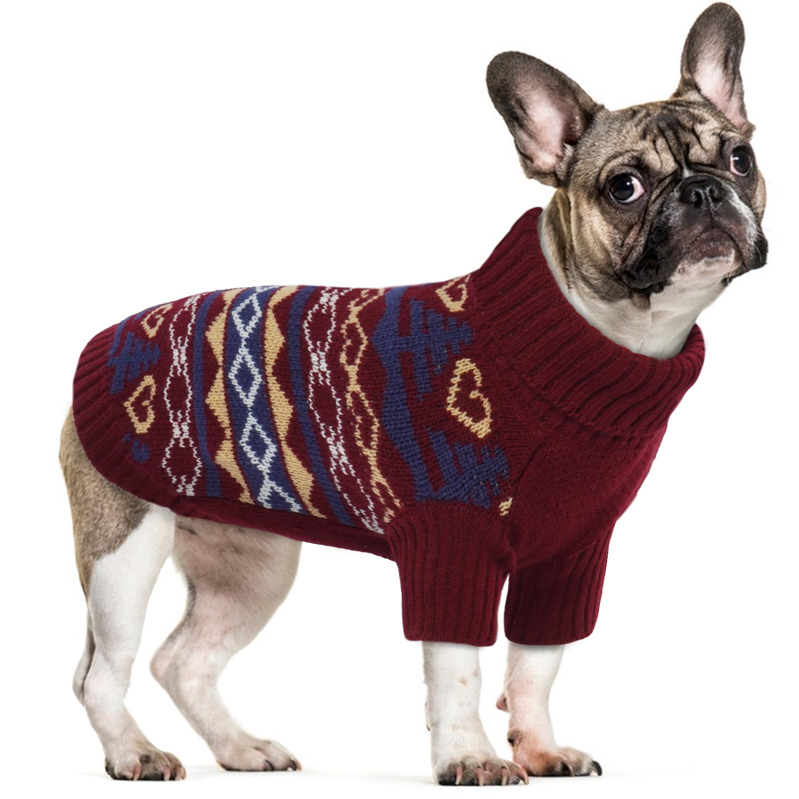Christmas Dog Jumper, Soft Sweater Warm Doggy Jumper Warm Dog Sweater Winter Apparel French Bulldog Coat Walking(Red, XS)
