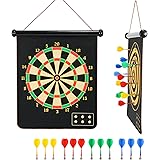 CX L SUM Magnetic Dart Board, Indoor Outdoor Dart Games for Kids with 12pcs Magnetic Darts, Safety Toy Games, Rollup Double S
