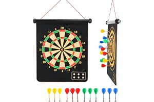 CX L SUM Magnetic Dart Board, Indoor Outdoor Dart Games for Kids with 12pcs Magnetic Darts, Safety Toy Games, Rollup Double S