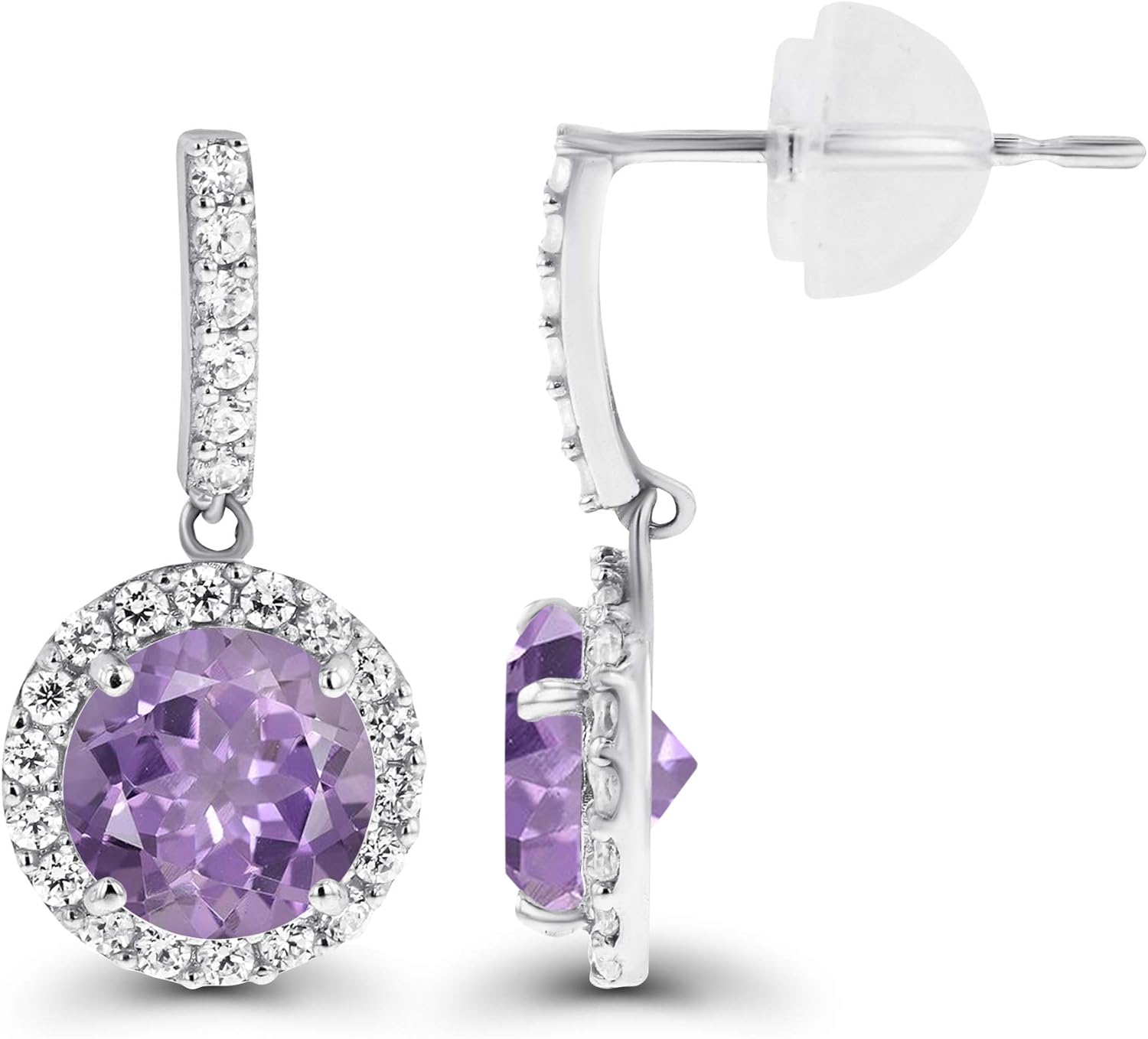 Solid 14K Gold 17x8mm Genuine Birthstone Dangling Stud Earrings For