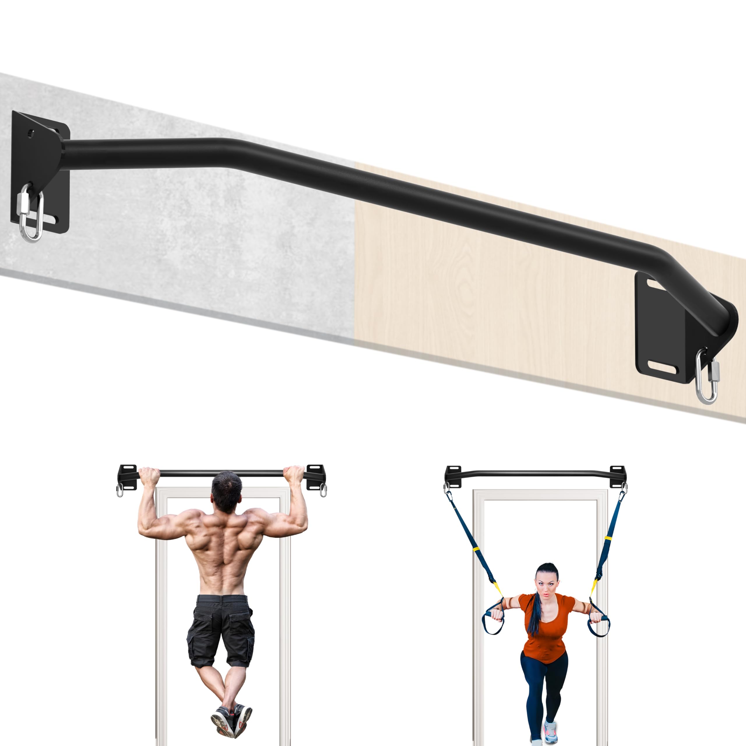 Photo 1 of HWOOUSA Pull Up Bar Wall Mounted-Heavy Duty Joist Mounted Pull Up Bar-Premium Strength Training Pull-Up Bars-Fast and Easy Installation for Home and Garage Use,Supports up to 600 Lbs