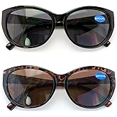 V.W.E. 2 Pairs Women Bifocal Reading Sunglasses Reader Glasses Cateye Vintage Jackie Oval
