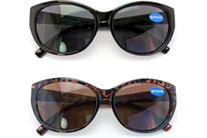 V.W.E. 2 Pairs Women Bifocal Reading Sunglasses Reader Glasses Cateye Vintage Jackie Oval
