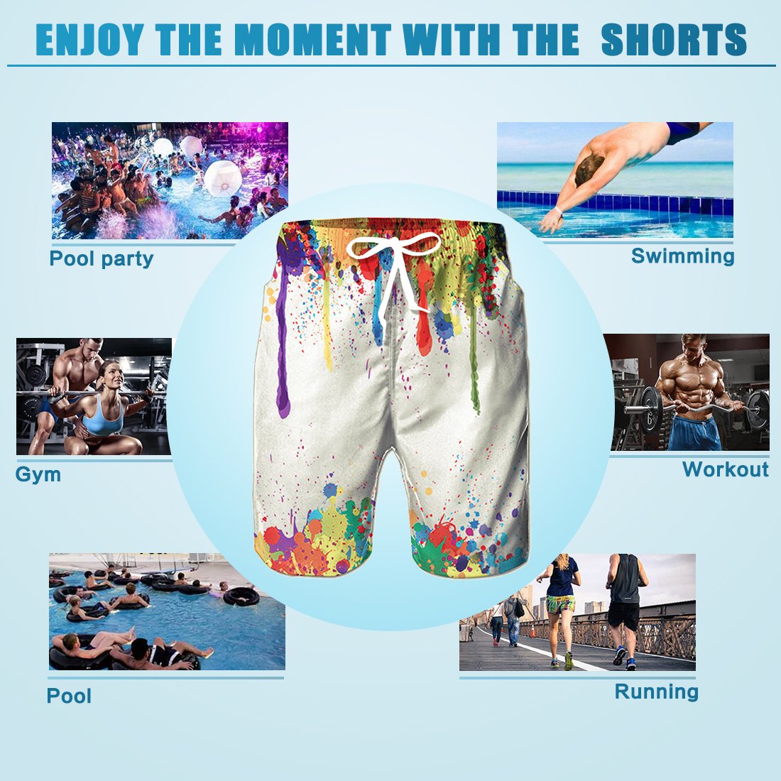 TUONROAD Herren Badeshorts Herren Badeshorts,Spray Painting Druck,Schnell Trockend Boardshorts |Badeshort| Bermuda Shorts |Schwimmhose |Badehosen |Schnelltrocknend |S-XL