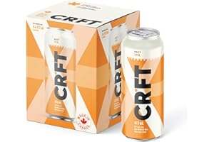 CRFT Non Alcoholic Beer - Hazy IPA | 4-Pack | Made in Canada | Fruity, Citrusy - Mango & Passionfruit | Low Calories, Low Car