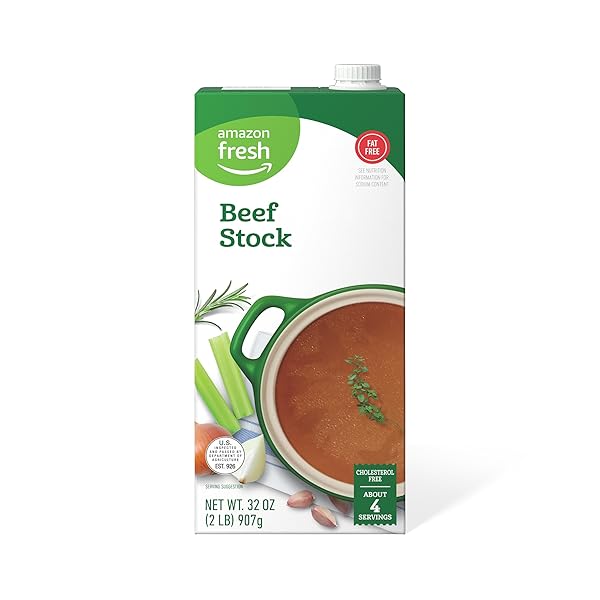AMAZON FRESH, BEEF STOCK, CARTON, 32 OZ