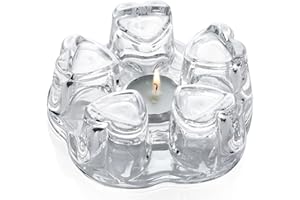 UNBREAKABLE Teapot Warmer, Borosilicate Glass Tea Warmer, Heating Base Tea Warmer 5.3in Dial, Candle Never Flames Out with Tealight Holder