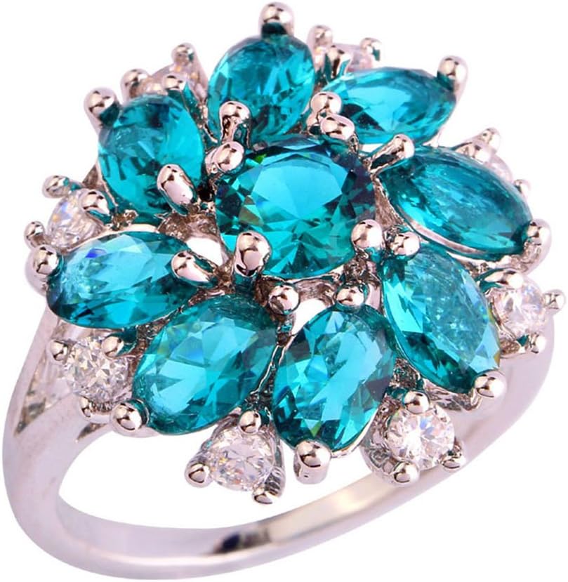 Psiroy 925 Sterling Silver Created Citrine Filled Cluster Flower Shaped Ring
