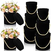 Uiifan 6 Pcs Velvet Round Flower Box with Lids Velvet Nesting Gifts Box with Handle for Valentine's Day Wedding Holiday Luxury Flower Gift Arrangement Bridesmaid Birthday Party Favor(Black)