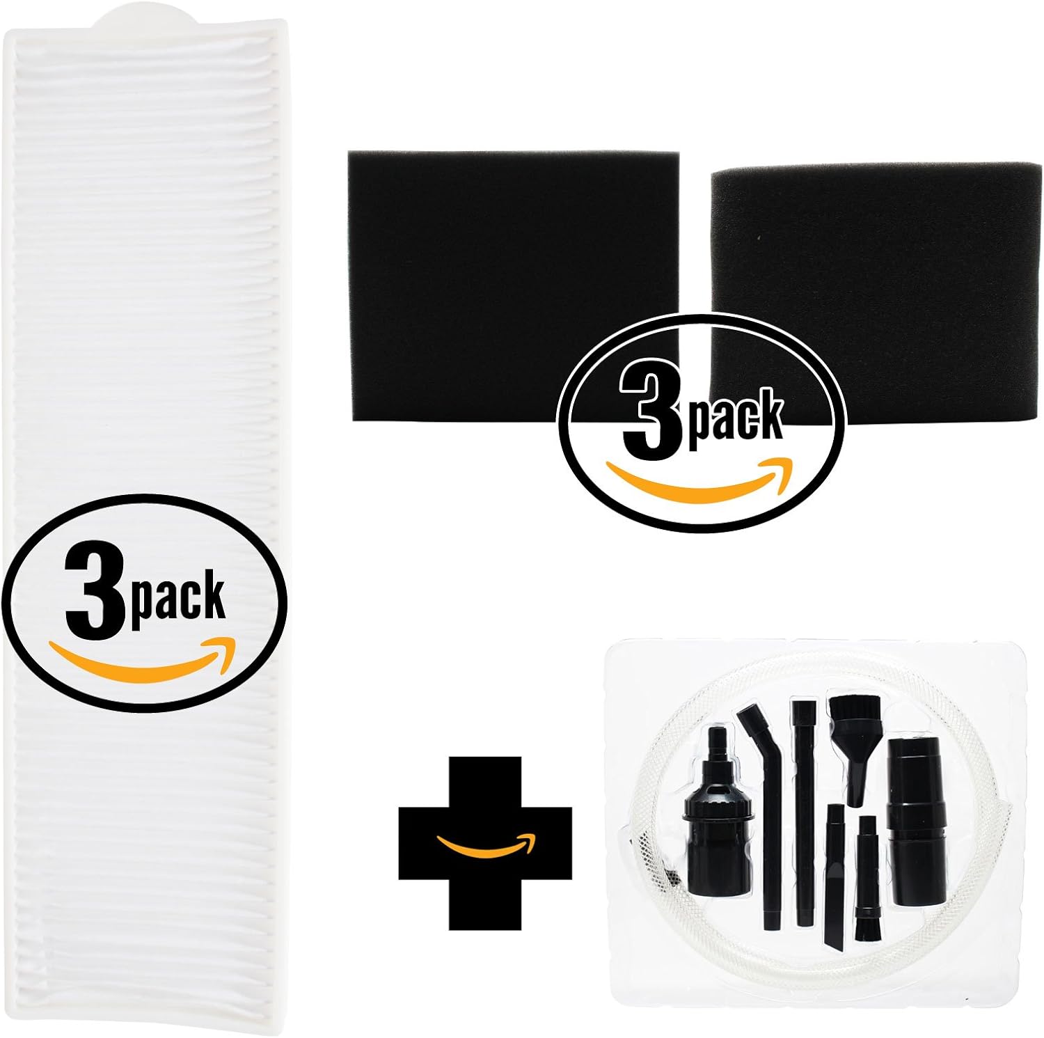 3-Pack Replacement Bissell Vacuum Style 8, 14 Filter - 3 Pleated Post Motor, 3 Upper Tank and 3 Pre-Motor Filter with 7-Piece Micro Vacuum Attachment Kit - For Bissell 3750, Bissell 3576