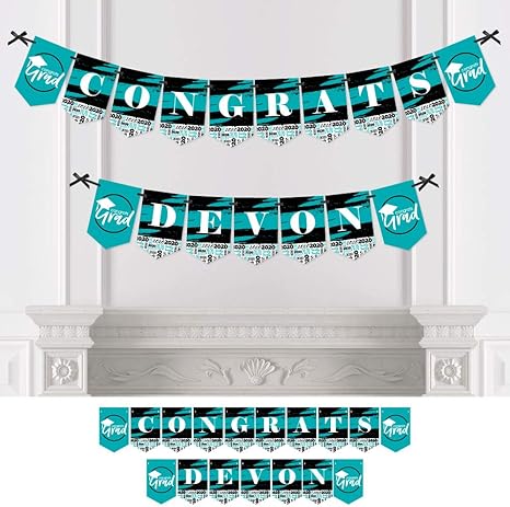 Amazon Com Big Dot Of Happiness Personalized Teal Grad Best Is