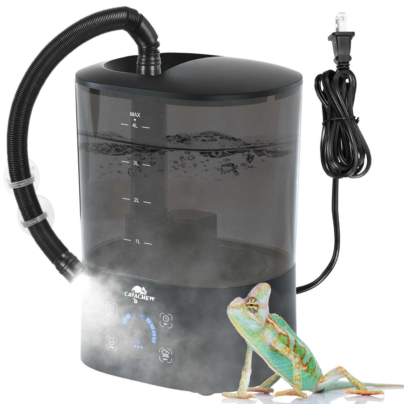 OIIBO Digital Reptile Timing Humidifier, 4L Large Reptile Fogger With  Double Extension Tube Automatic Reptile Misting System