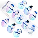 Whaline Winter Snowman Stickers Roll Holographic Laser Seal Stickers Xmas Cartoon Waterproof Self-Adhesive Decals for Kids Envelope Journal Decor Party Supplies, 500Pcs