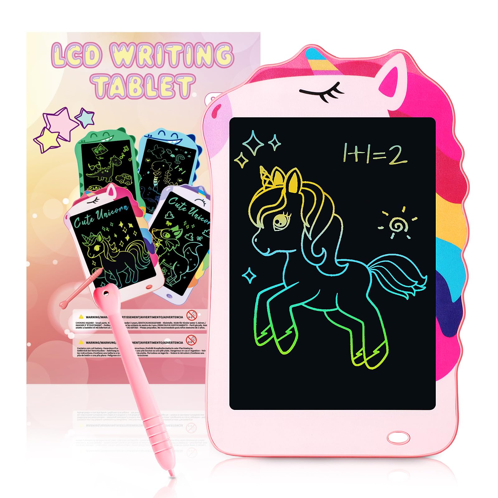 Decute Unicorn Toys LCD Writing Tablet for Girls Kids,Colorful Toddler Drawing Tablet for Educational Baby Girl, Doodle Board Pad Toy for Aged 3 4 5 6-12 Kid Birthday Party School, 8.5 Inch Pink