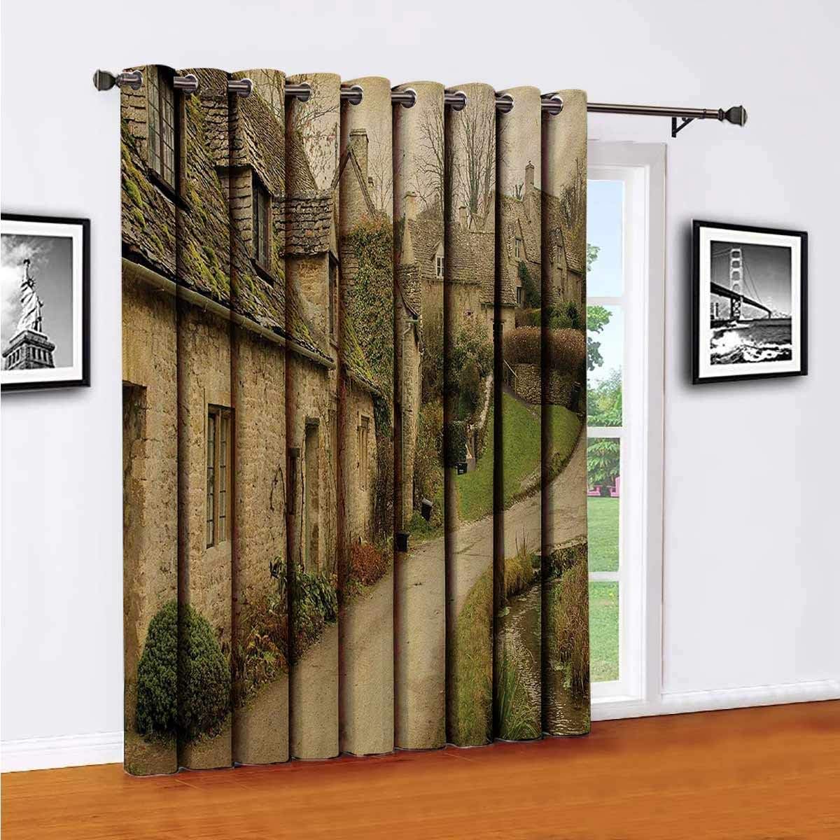 European Sliding Door Shades,Patio Curtains,British Town with Stone