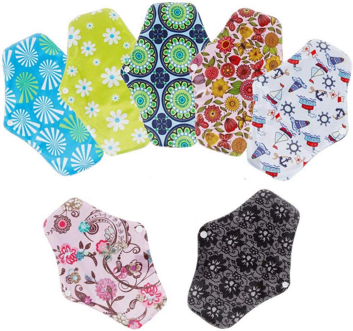 Pack of 6 Washable Sanitary Panty Liners Napkin Bamboo Reusable Postpartum Menstrual Cloth